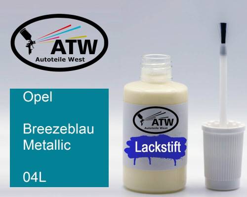 Opel, Breezeblau Metallic, 04L: 20ml Lackstift, von ATW Autoteile West.